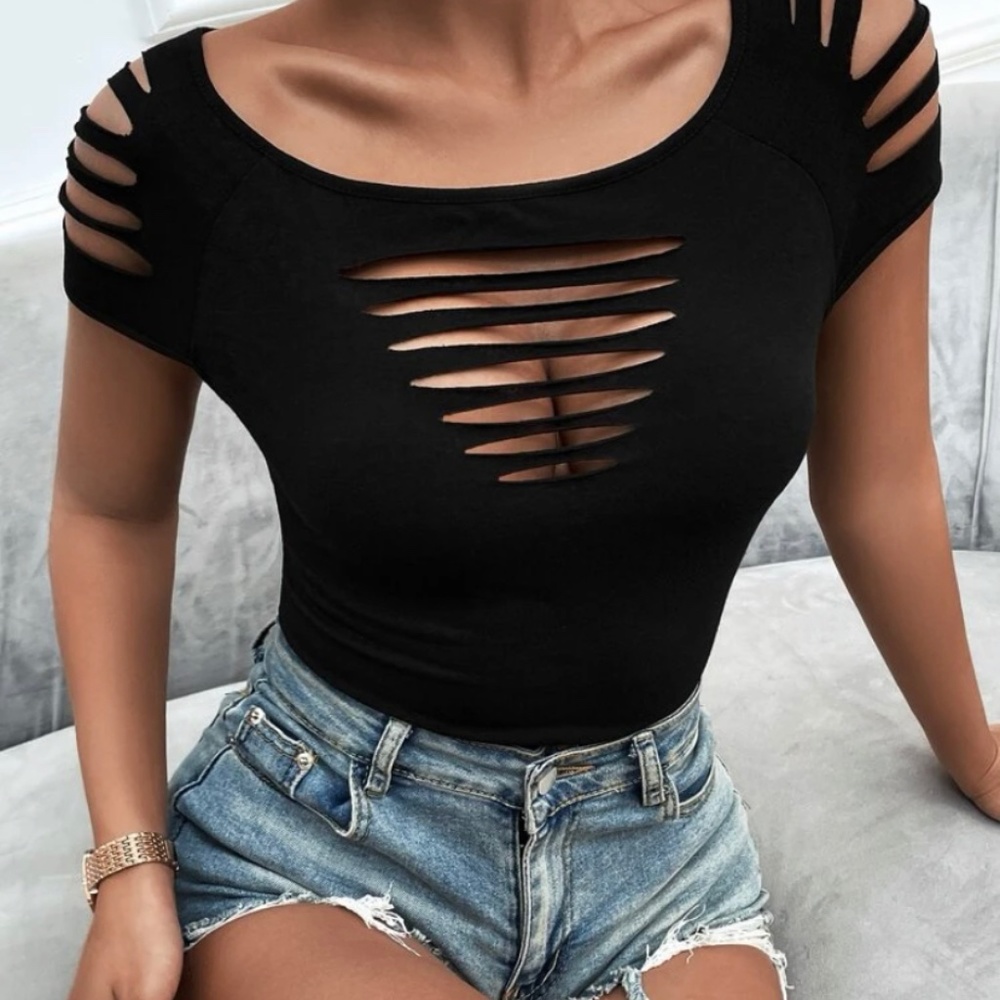 Black cut shirt